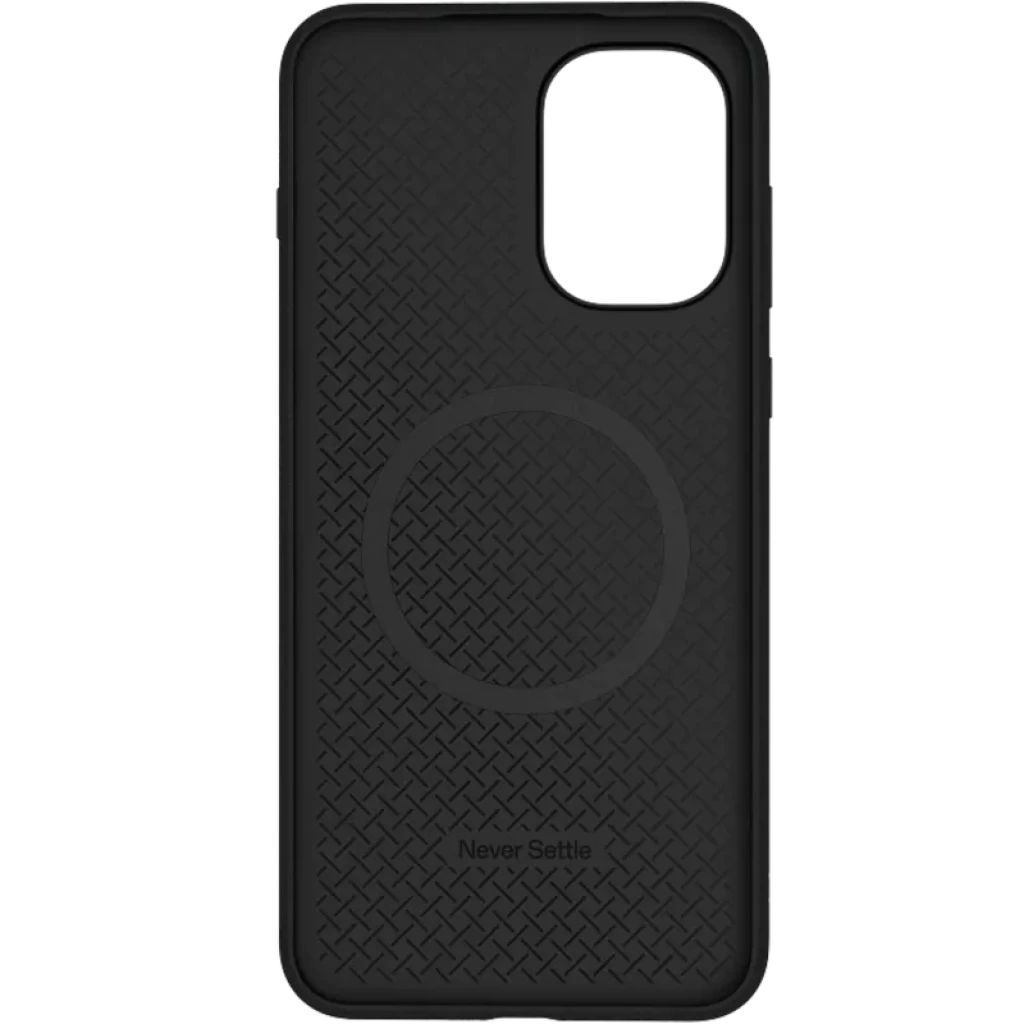 Funda Magnética OnePlus 15R Sandstone Negro con textura rugosa, aro magnético centrado, bordes reforzados y recorte grande para cámara. Acabado