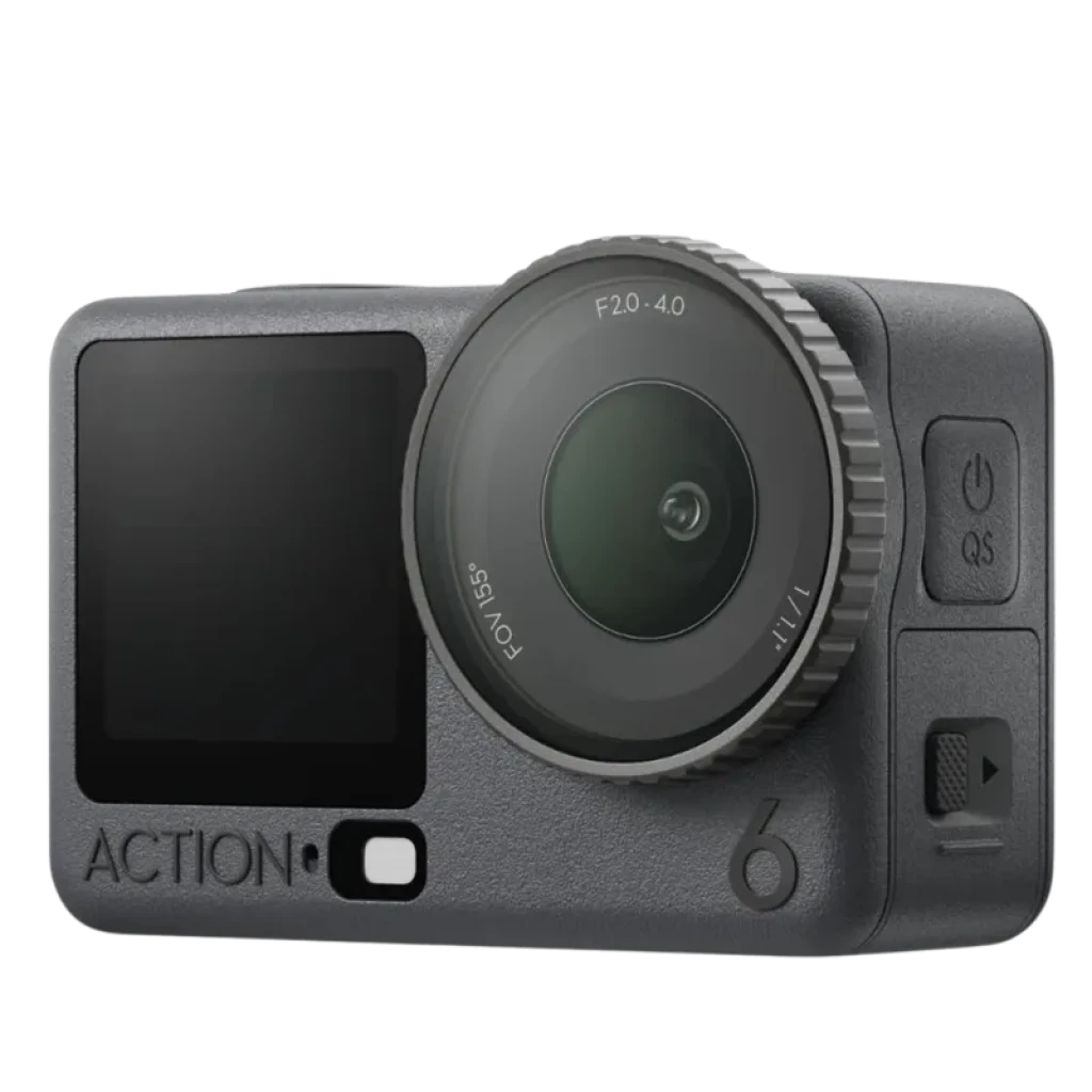 DJI Osmo Action 6 Standard Combo 64 Go 4K Ultra HD Wi‑Fi Bluetooth caméra d action grise avec double écran, grand objectif F2.0, boutons QS et power