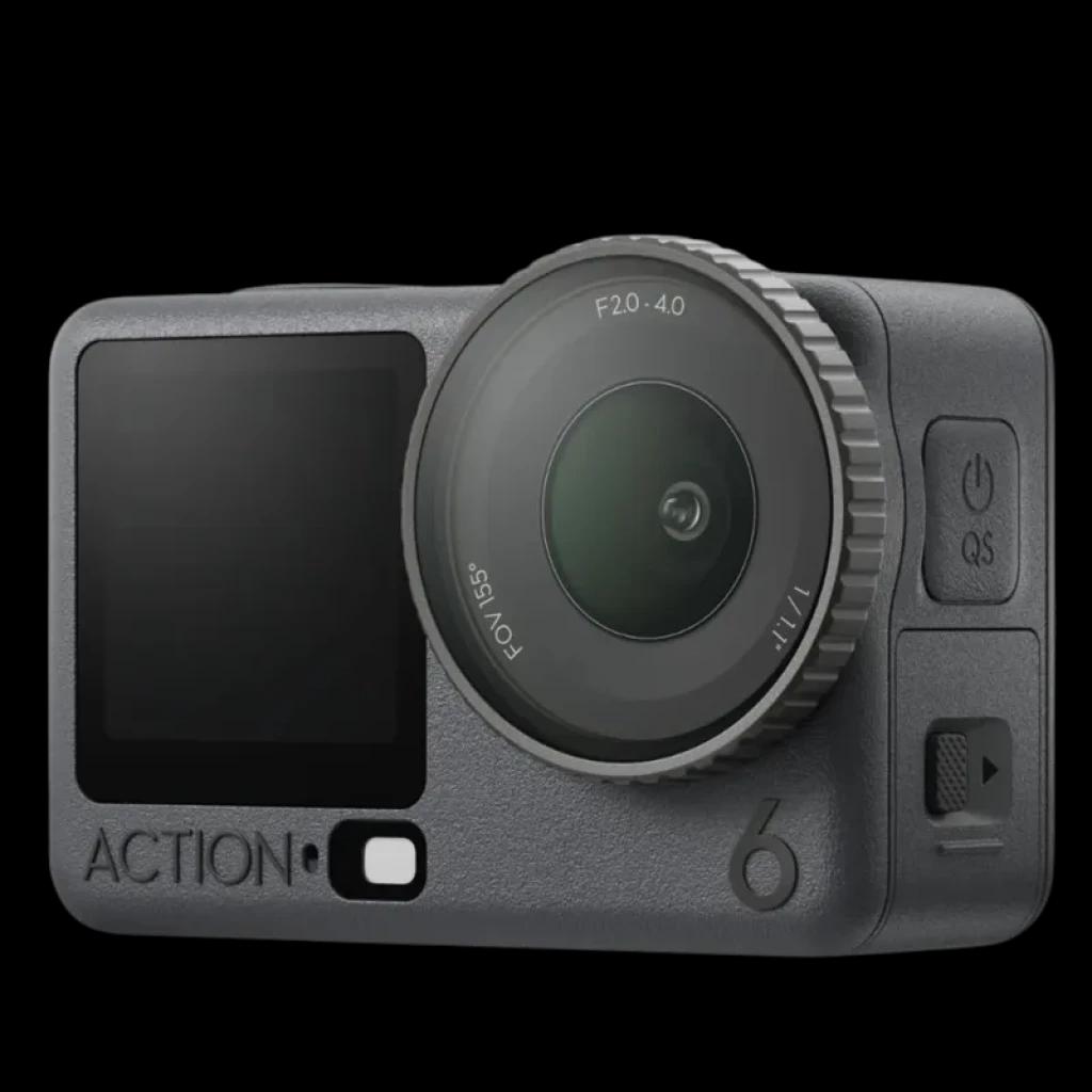 DJI Osmo Action 6 Standard Combo 64 Go 4K Ultra HD Wi‑Fi Bluetooth caméra d action grise avec double écran, grand objectif F2.0, boutons QS et power