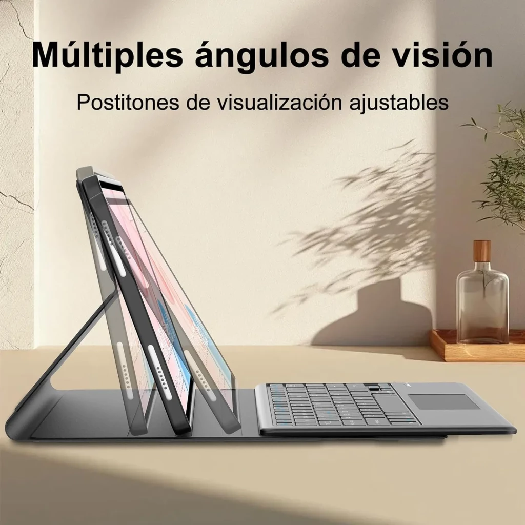 Funda con teclado español para Honor Pad 10 12.1 con soporte multiposición, cubierta magnética, trackpad integrado y ranura para lápiz