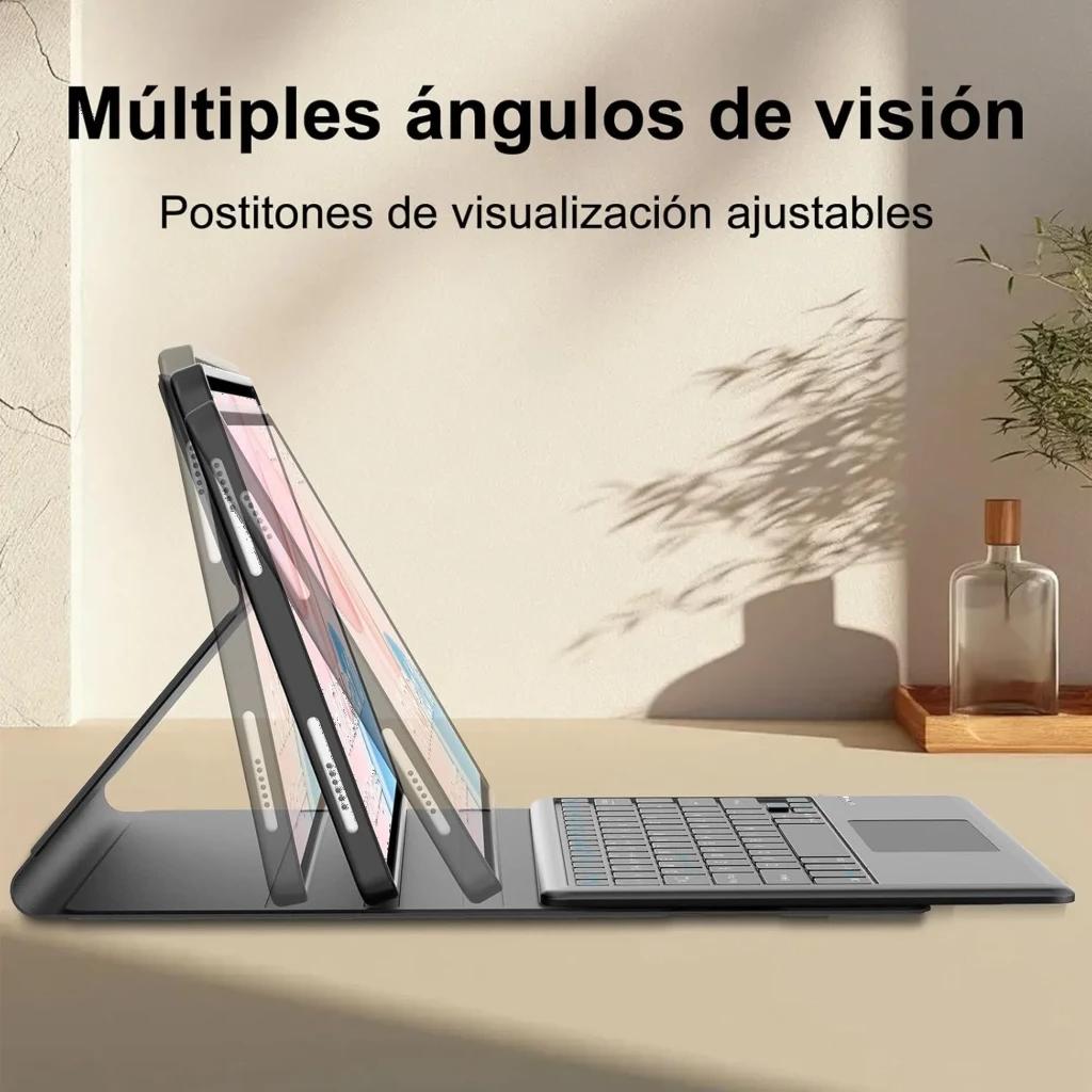 Funda con teclado español para Honor Pad 10 12.1 con soporte multiposición, cubierta magnética, trackpad integrado y ranura para lápiz