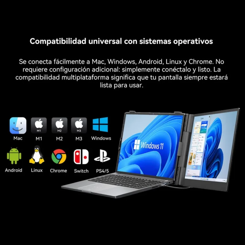 Monitor portátil Blackview SCM8 15.3 pulgadas IPS 1200p con bisagra plegable tipo libro, doble pantalla extendida, puertos USB-C PD 100W y diseño ultradelgado