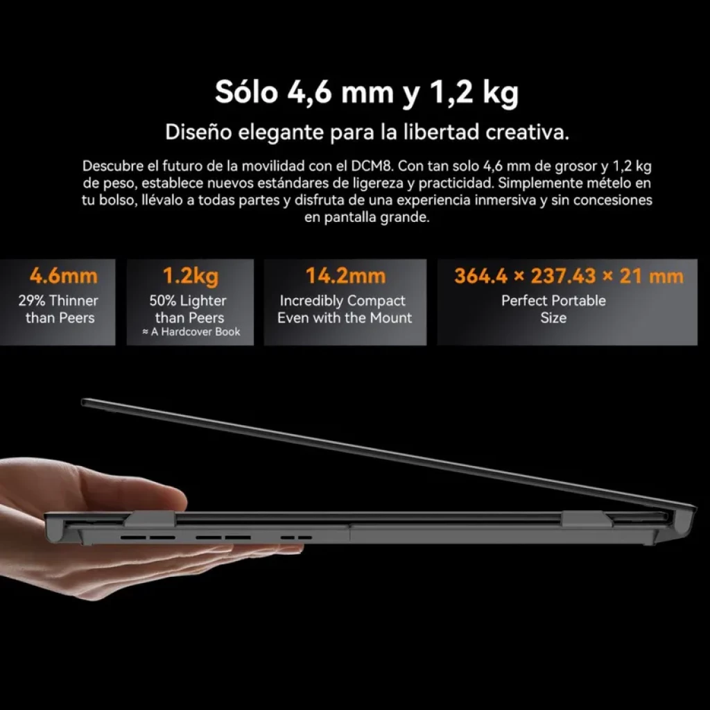 Monitor portátil Blackview DCM8 15.3 FHD+ con bisel delgado, grosor 4.6 mm, 1.2 kg, USB-C 100W, doble pantalla, 60Hz, funda dura y soporte ajustable