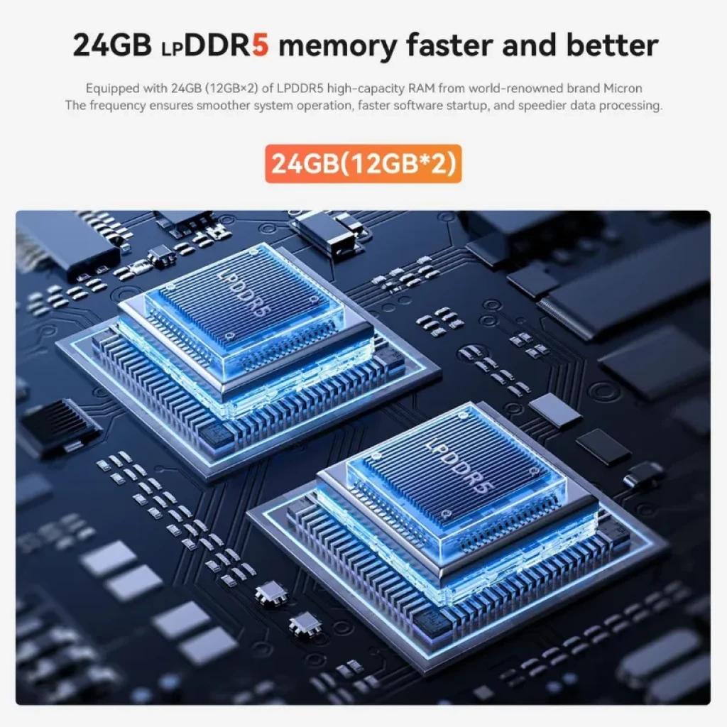 Beelink EQR7; destaca doble módulo de memoria LPDDR5 24GB 12GBx2 en placa electrónica