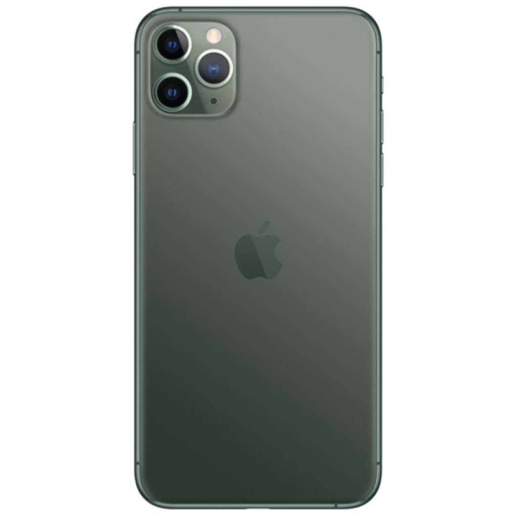 iPhone 11 Pro Max 256Go Vert nuit rénové excellent état dos vert mat logo Apple triple caméra carrée bords arrondis finition premium sleek