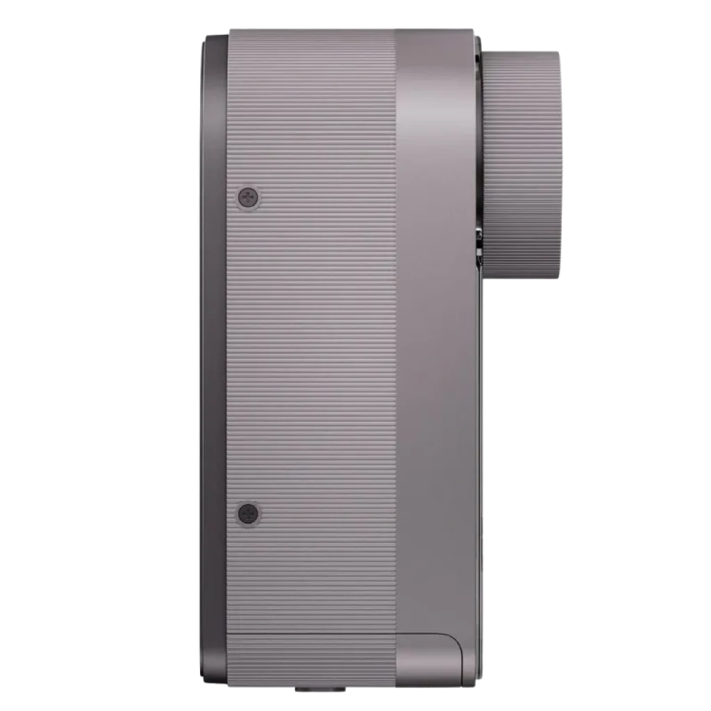 Xiaomi Self-Install Smart Lock sem teclado em cinza, corpo lateral texturizado, cilindro grande e metálico, design minimalista para porta inteligente