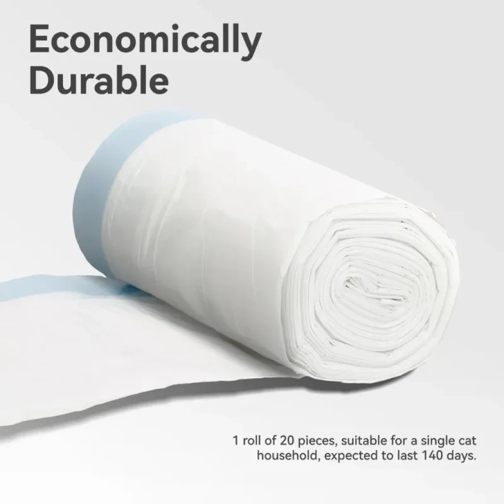 Sacs à litière blancs CATLINK Open-X avec bordure bleue. Lot de 2 rouleaux de 20 sacs chacun, matériau durable et économique