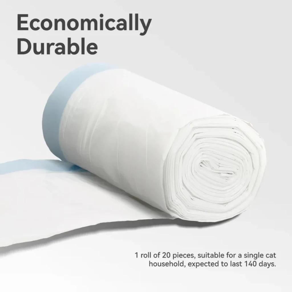 Sacs à litière blancs CATLINK Open-X avec bordure bleue. Lot de 2 rouleaux de 20 sacs chacun, matériau durable et économique