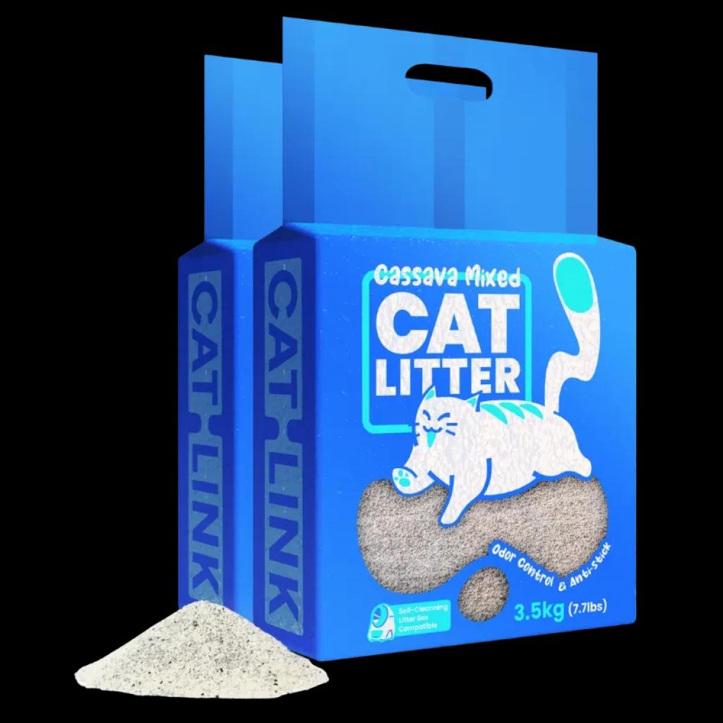 Lot de 2 sacs de sable mélangé à base de manioc CATLINK pour bacs à litière automatiques