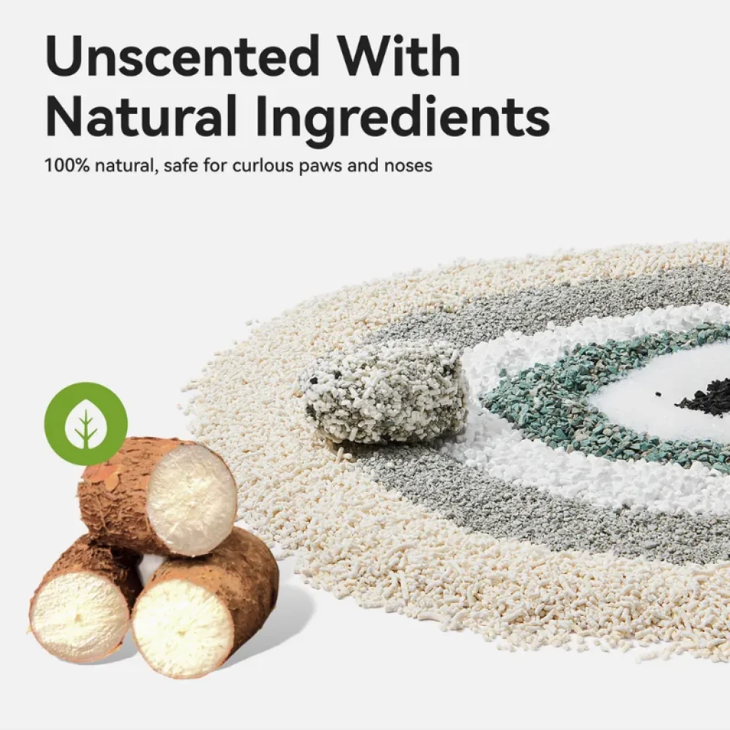 CATLINK Litière pour chats à base de yucca, paquet de 2, granulés multicolores sans parfum, ingrédients naturels, texture absorbante, sûre pour pattes et