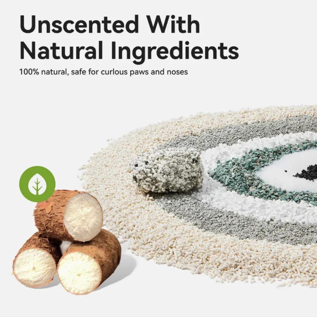 CATLINK Litière pour chats à base de yucca, paquet de 2, granulés multicolores sans parfum, ingrédients naturels, texture absorbante, sûre pour pattes et