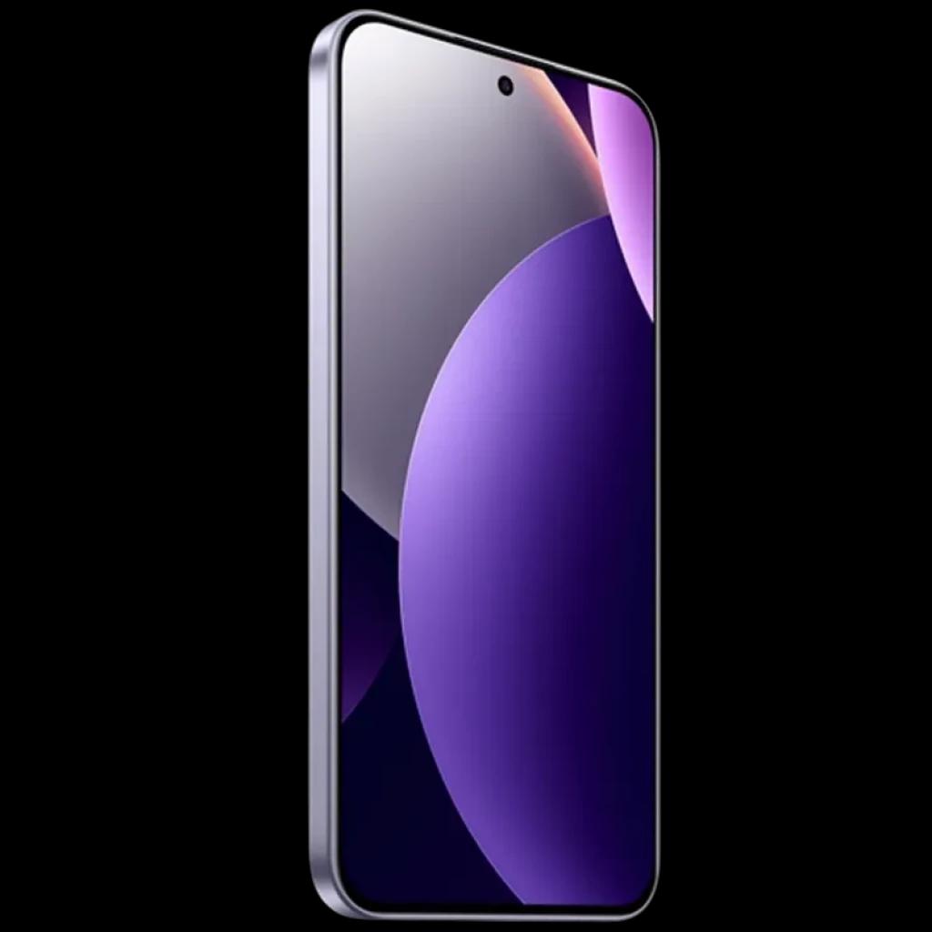 Xiaomi Redmi Note 15 Pro 5G lilas, écran 6,83 AMOLED presque sans bord, poinçon centré, verre légèrement incurvé, reflets violets élégants