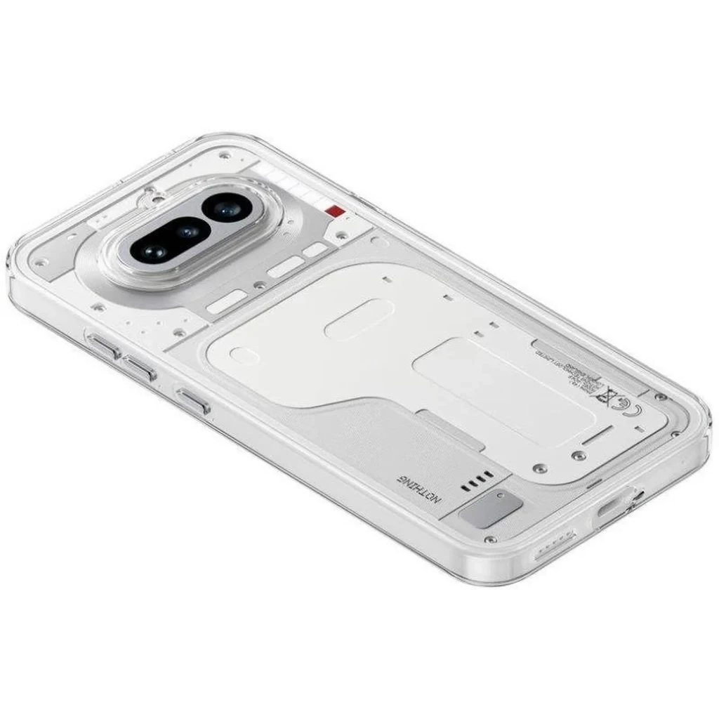 Nothing Phone 4a 5G branco com traseira transparente, Interface Glyph iluminada, módulo duplo de câmeras, bordas retas e acabamento minimalista elegante