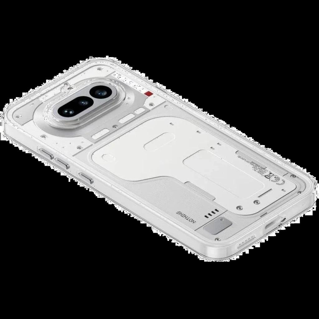 Nothing Phone 4a 5G branco com traseira transparente, Interface Glyph iluminada, módulo duplo de câmeras, bordas retas e acabamento minimalista elegante
