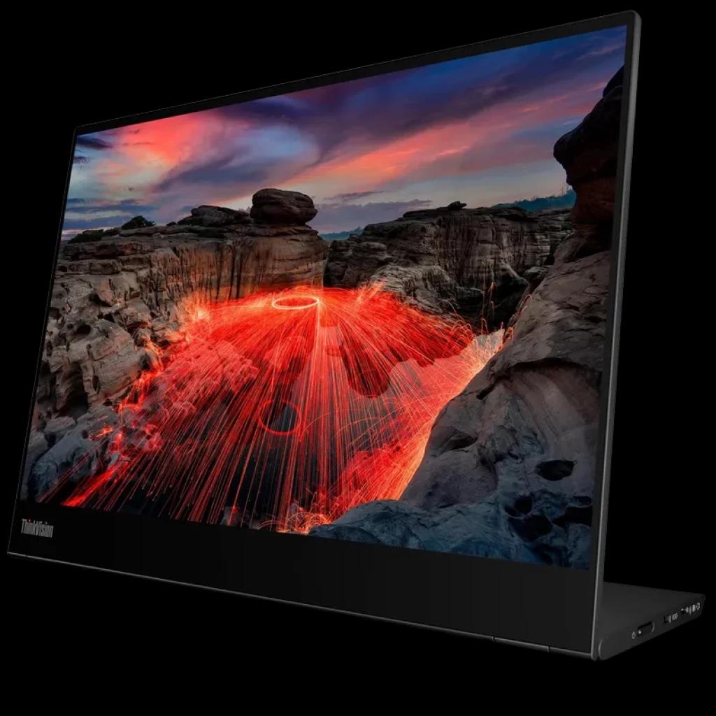 Lenovo ThinkVision M14t Gen 2 14 pouces 2,2K tactile, bords ultrafins, dalle mate anti-reflets, couleurs vives, design portable léger et élégant