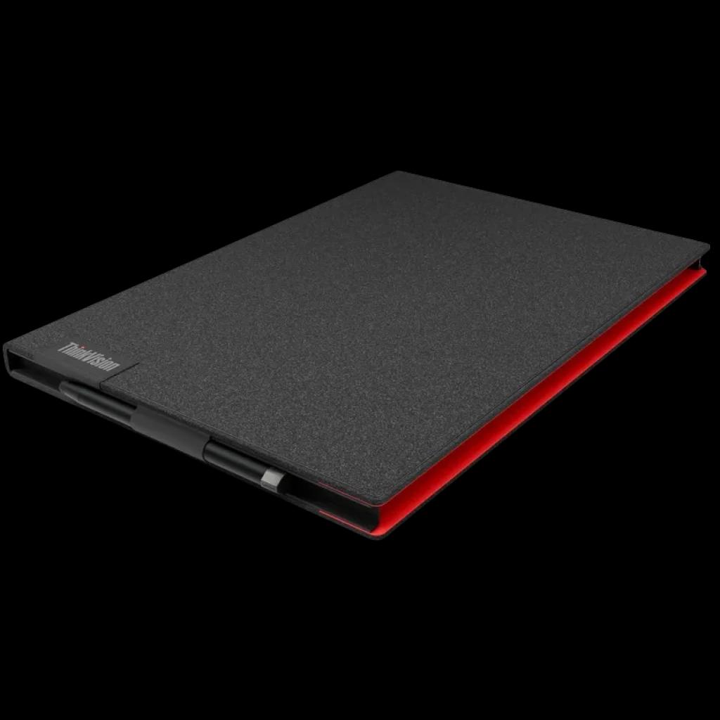 Lenovo ThinkVision M14t Gen 2 14 pouces 2,2K tactile avec étui gris texturé, accents rouges et stylet intégré, design fin et portable