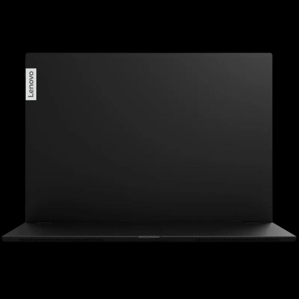 Lenovo ThinkVision M14t Gen 2 14 pouces 2,2K tactile portable, dos noir mat élégant, logo Lenovo vertical, profil fin avec ports latéraux visibles
