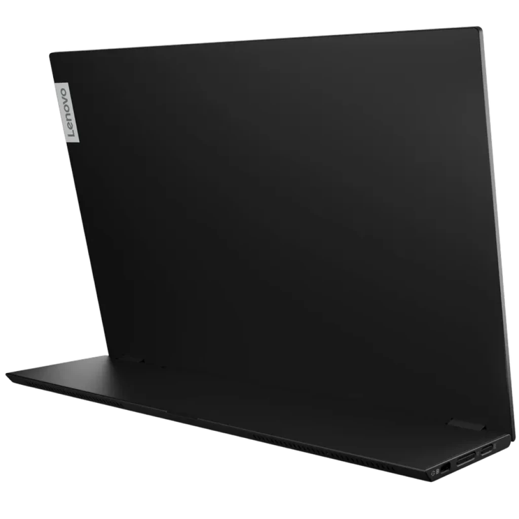 Lenovo ThinkVision M14t Gen 2 14 pouces 2,2K tactile, écran portable fin noir, châssis épuré, ports latéraux visibles, support inclinable élégant