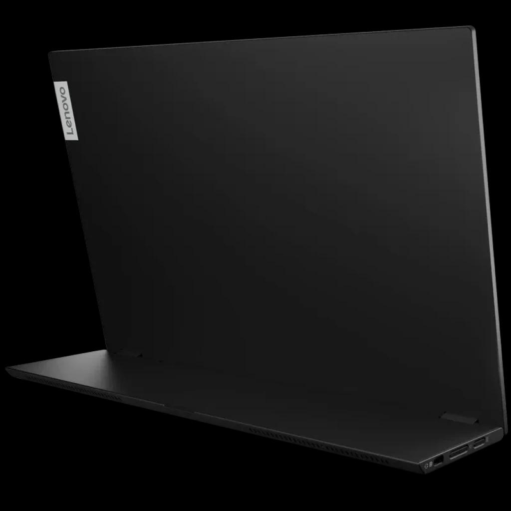Lenovo ThinkVision M14t Gen 2 14 pouces 2,2K tactile, écran portable fin noir, châssis épuré, ports latéraux visibles, support inclinable élégant