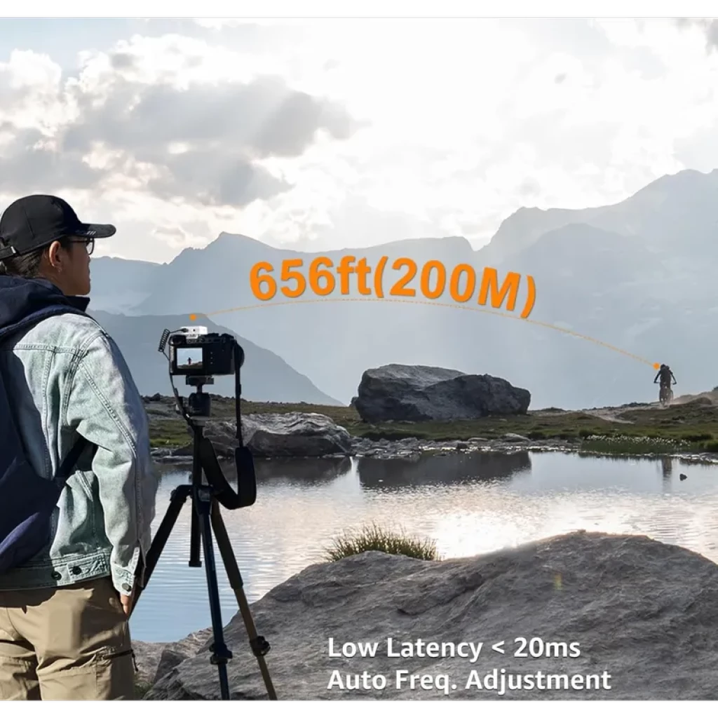 Comica BoomX-D D1 Negro, micrófono inalámbrico lavalier; alcance 200 m, latencia <20 ms, ajuste automático de frecuencia, ideal para cámara y exteriores