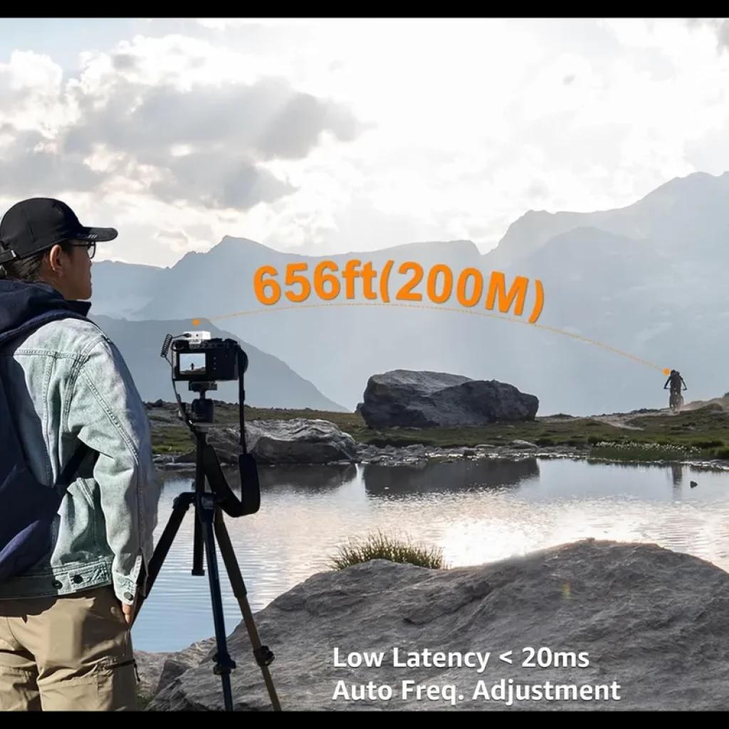 Comica BoomX-D D1 Negro, micrófono inalámbrico lavalier; alcance 200 m, latencia <20 ms, ajuste automático de frecuencia, ideal para cámara y exteriores