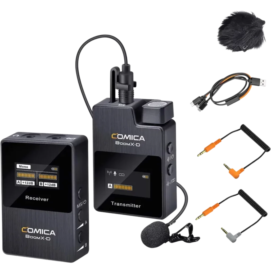 Comica BoomX-D D1 Negro - Micrófono Inalámbrico Lavalier, 300m, Latencia <20ms