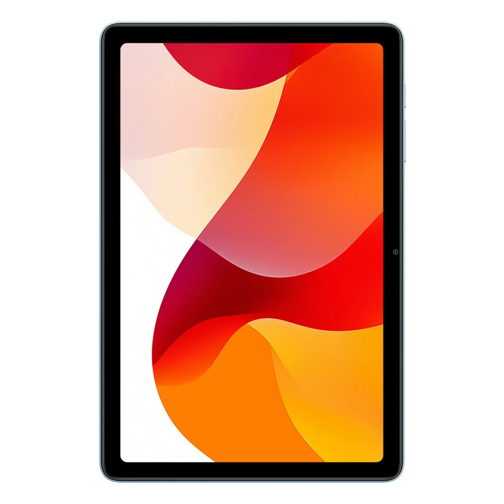 Oscal Pad 30 Wifi azul com tela IPS 10,1 pol, bordas finas e câmera frontal lateral; corpo fino, acabamento azul claro, visual moderno e minimalista