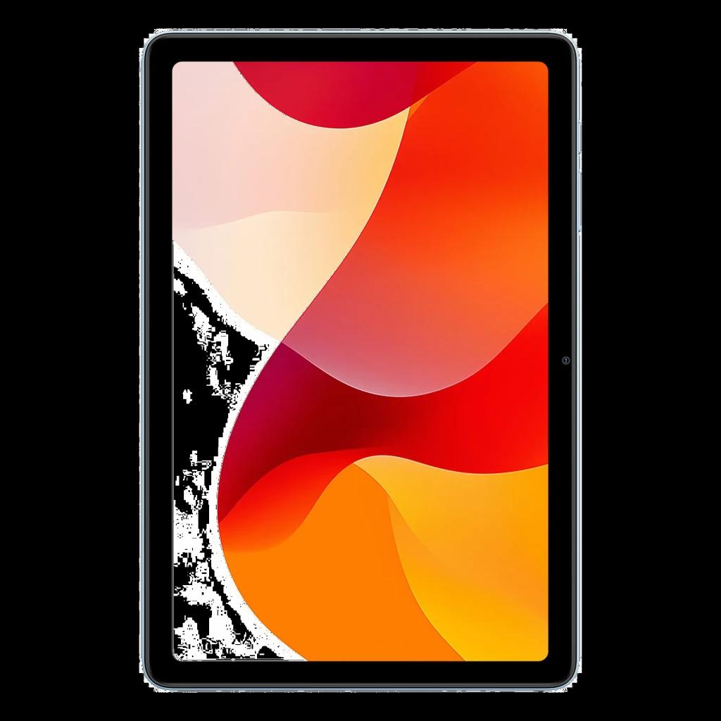 Oscal Pad 30 Wifi azul com tela IPS 10,1 pol, bordas finas e câmera frontal lateral; corpo fino, acabamento azul claro, visual moderno e minimalista