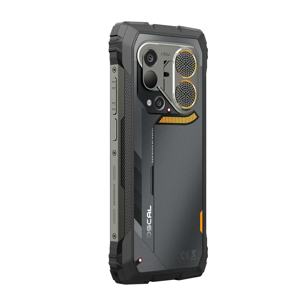 Oscal Pilot 6 256GB Negro Rugged con carcasa robusta, 12GB RAM y módulo de cámara térmica doble resaltado en amarillo, bordes reforzados y diseño