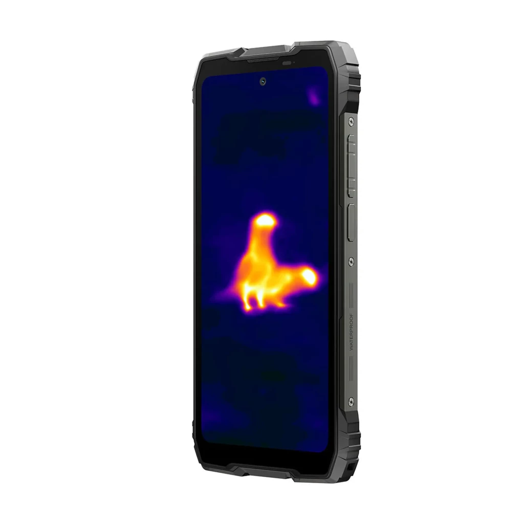 Oscal Pilot 6 256GB Negro, smartphone rugerizado con bordes reforzados, pantalla mostrando vista térmica, 12GB RAM y cámara térmica integrada