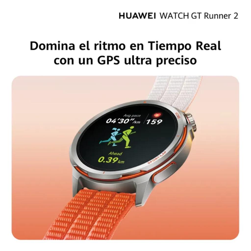 Interface des mesures de course et carte GPS sur la Huawei Watch GT Runner 2