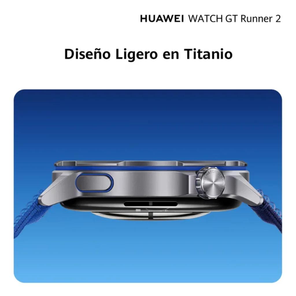 Huawei Watch GT Runner 2 avec boîtier en titane léger, lunette métallique, couronne latérale