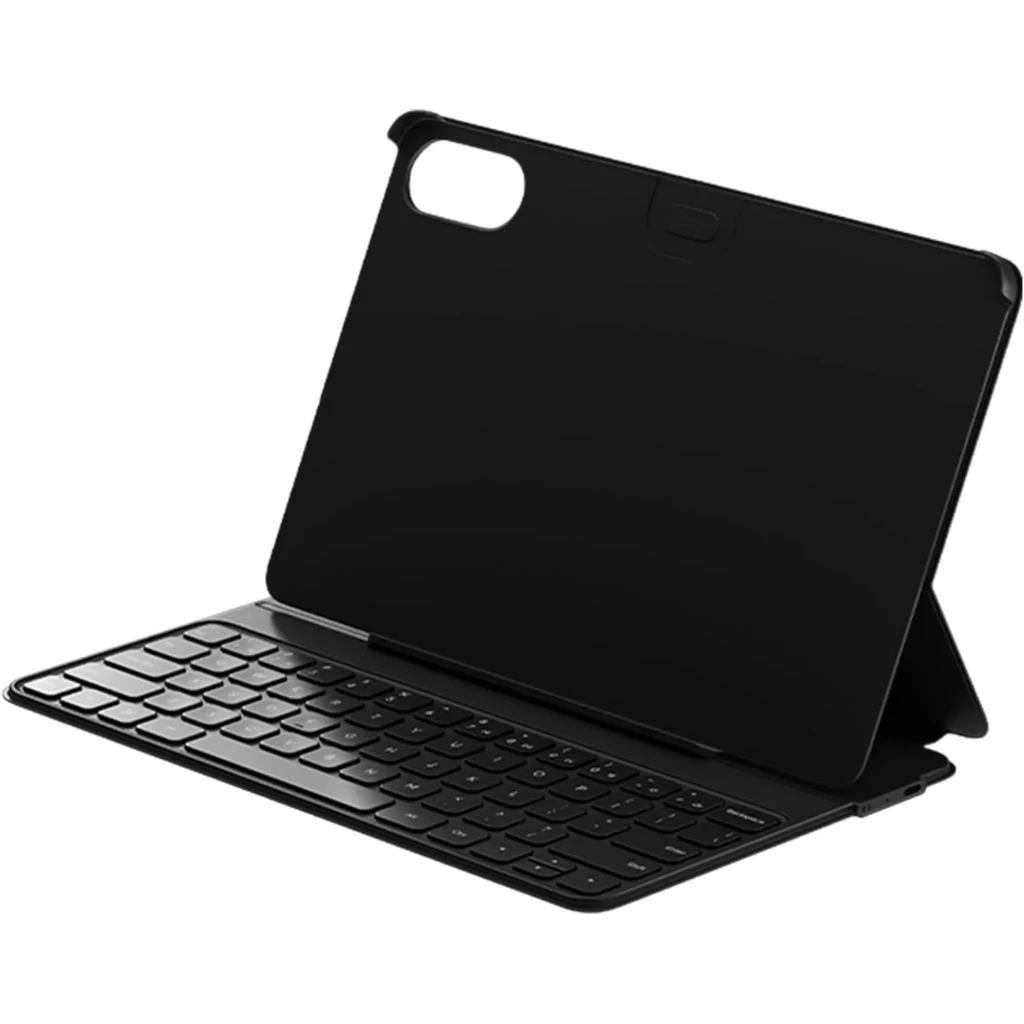 Teclado Xiaomi Pad 8 / 8 Pro Touchpad Keyboard com capa inteligente preta, layout compacto, teclas baixas, touchpad integrado e suporte dobrável robusto