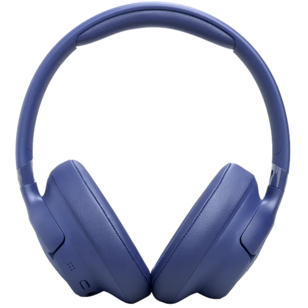 Auriculares circumaurales JBL Tune 730BT en color azul, diseño plegable con diadema acolchada y almohadillas gruesas, controles laterales y conexión
