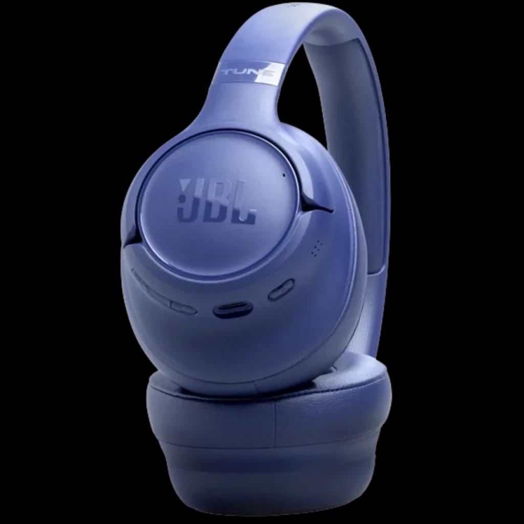 Auriculares JBL Tune 730BT azul, diadema acolchada y copas circumaurales grandes con controles integrados; diseño plegable y acabado mate elegante