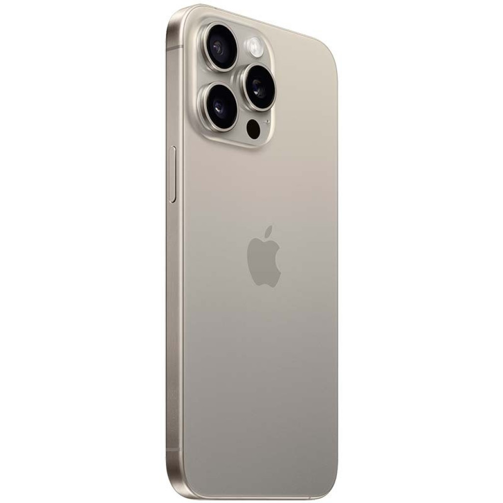 iPhone 15 Pro Max 5G 256 Go titane naturel reconditionné État Premium dos en titane brossé logo Apple argenté triple capteur photo pro grand module