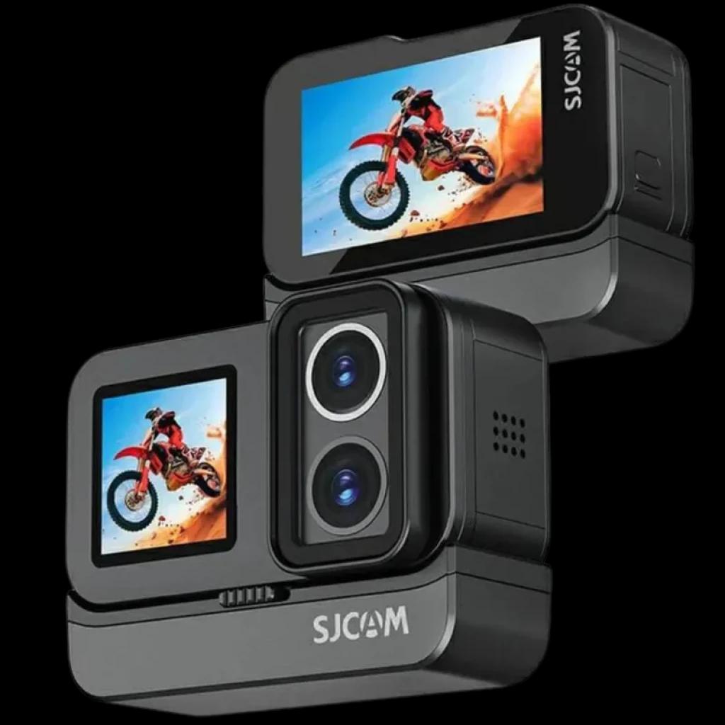 SJCAM SJ30 Standard Kit 4K Lente Dual Cámara Deportiva con dos lentes frontales, pantallas a color frontal y trasera, cuerpo compacto negro y diseño robusto