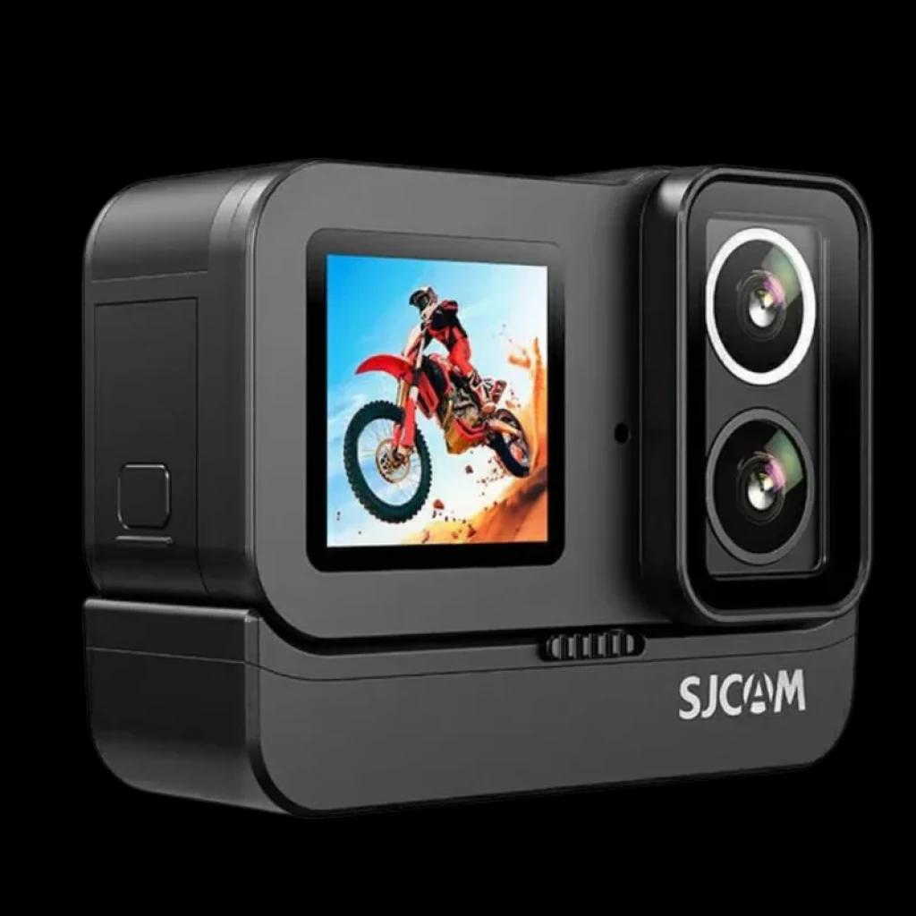 SJCAM SJ30 Standard Kit 4K Lente Dual: cámara de acción compacta con doble lente frontal, pantalla lateral a color y cuerpo negro robusto para deportes