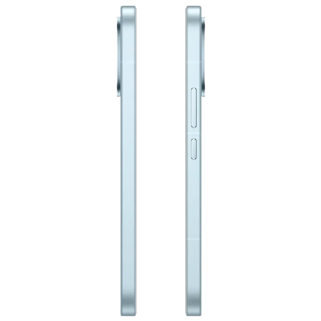 Laterales del Xiaomi Poco X8 Pro Max 5G en azul: marco metálico delgado, módulo de cámara sobresaliente, botones de volumen y encendido alineados a la