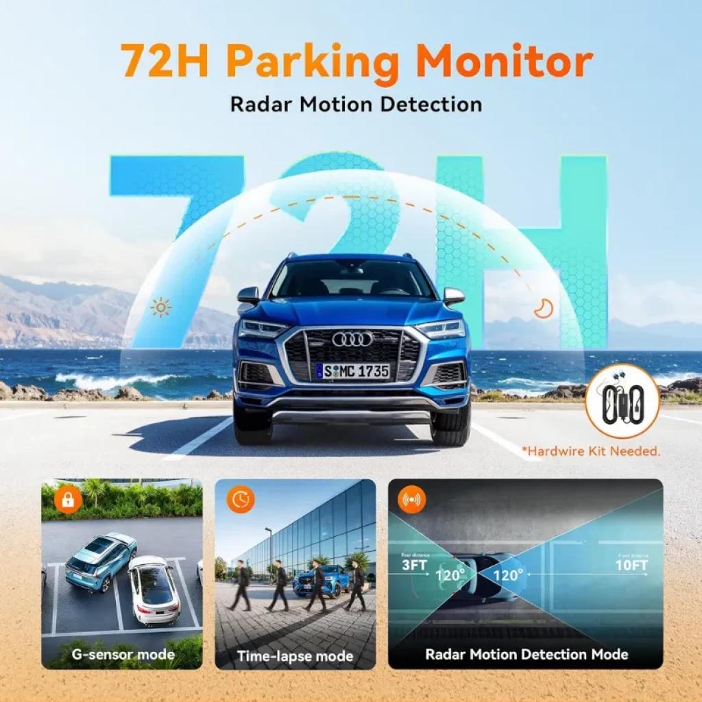DDPAI N5 Dual 2026 2CH 4K avec module 4G, moniteur parking 72 h, détection radar 120°, portée 3 à 10 ft, modes G-sensor et time-lapse, kit hardwire requis