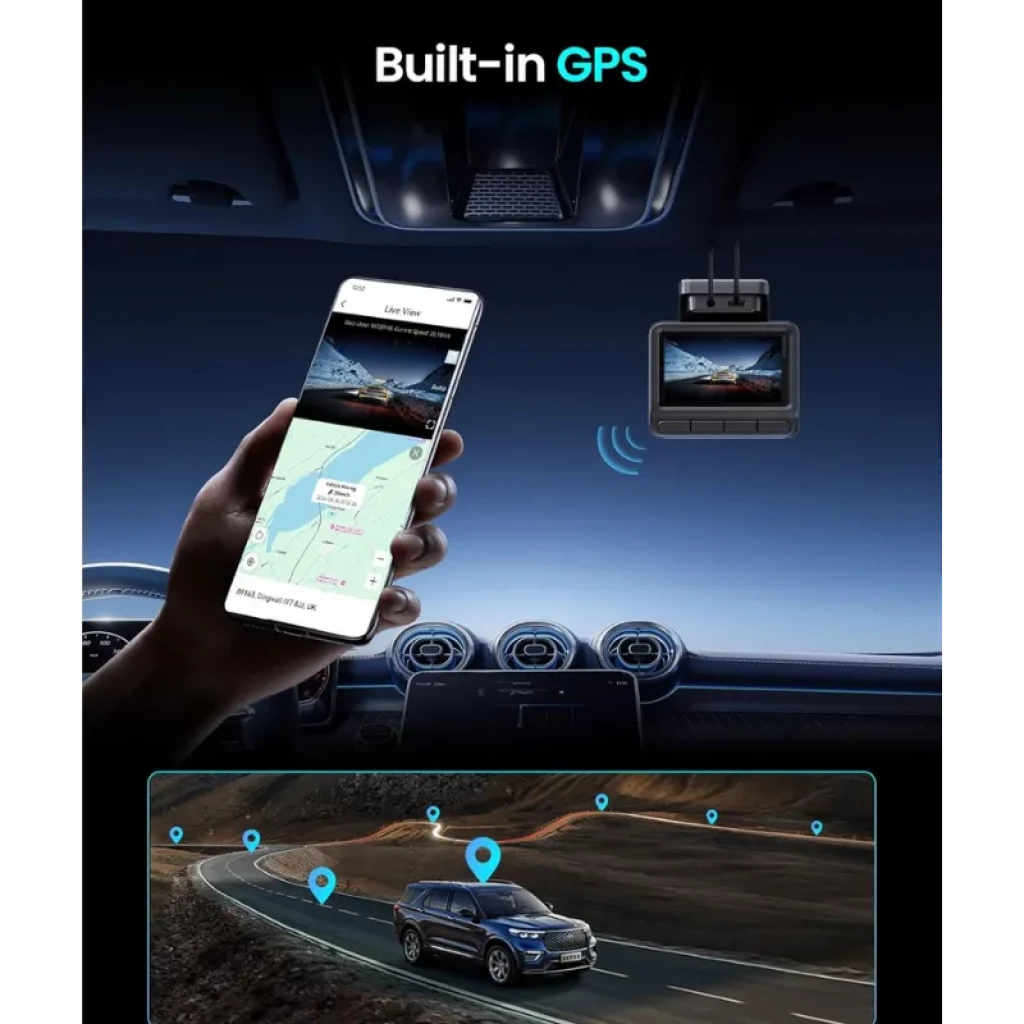 DDPAI Z50 Pro GPS 4K – câmera veicular com GPS integrado, app no smartphone, visualização ao vivo e rastreamento de rotas com pontos no mapa