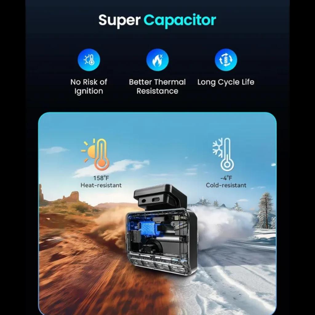DDPAI Z50 Pro GPS 4K – Câmara para carro com supercapacitor, resistente a calor 158°F e frio -4°F, melhor dissipação térmica e longa vida útil