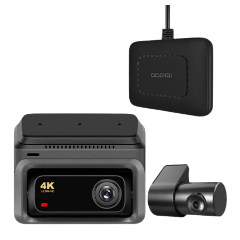 DDPAI Z60 ; unité frontale 4K, caméra arrière compacte et module externe noir avec câble