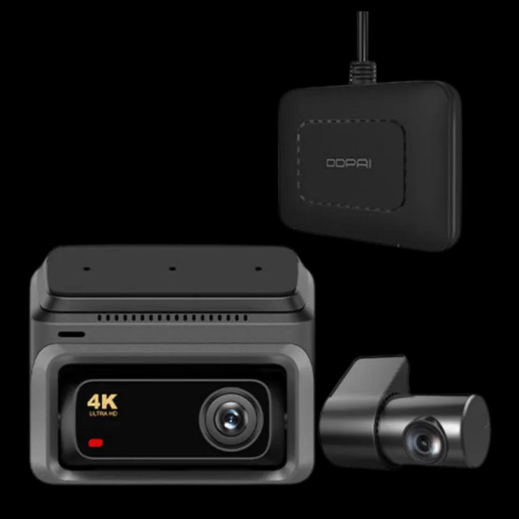 DDPAI Z60 ; unité frontale 4K, caméra arrière compacte et module externe noir avec câble