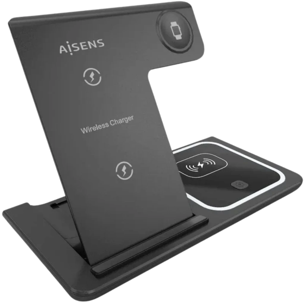 Aisens ASCH-15BK3BKC043-BK 3 em 1 Qi 15 BK Dobrável Preto - Base de carregamento sem fios