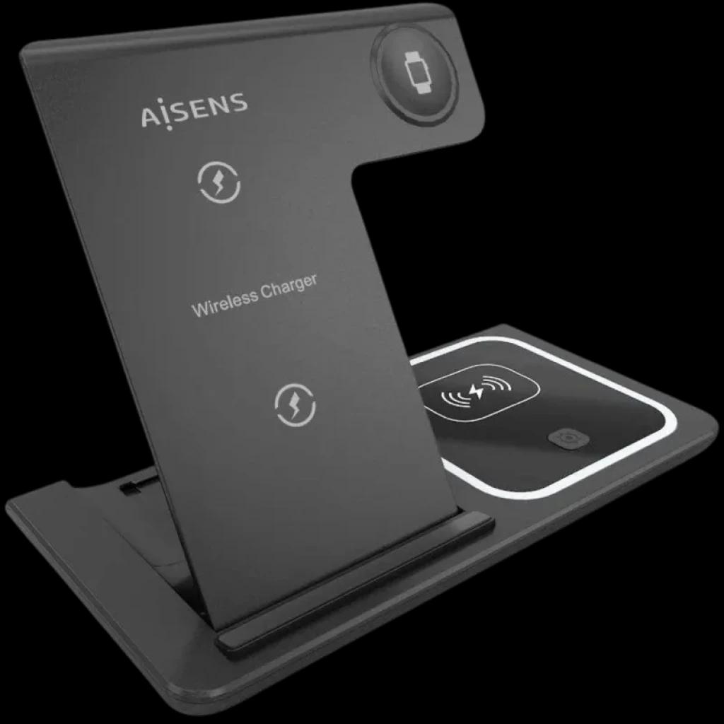 Aisens ASCH-15BK3BKC043-BK 3 em 1 Qi 15 BK Dobrável Preto - Base de carregamento sem fios