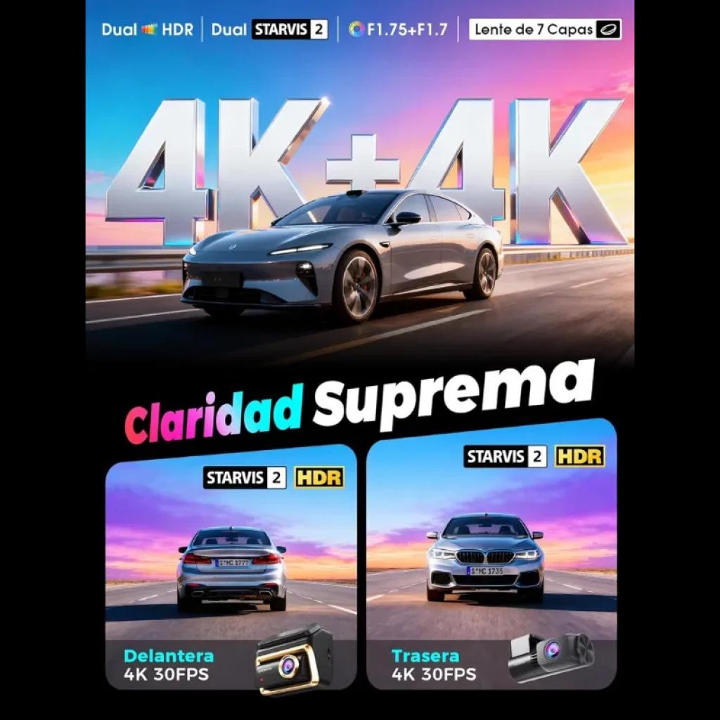 DDPAI Z90 Master 2CH 4K – Caméra avant et arrière 4K 30 FPS, capteurs Starvis 2, HDR, optique F1.75 et F1.7 à 7 lentilles pour une clarté suprême