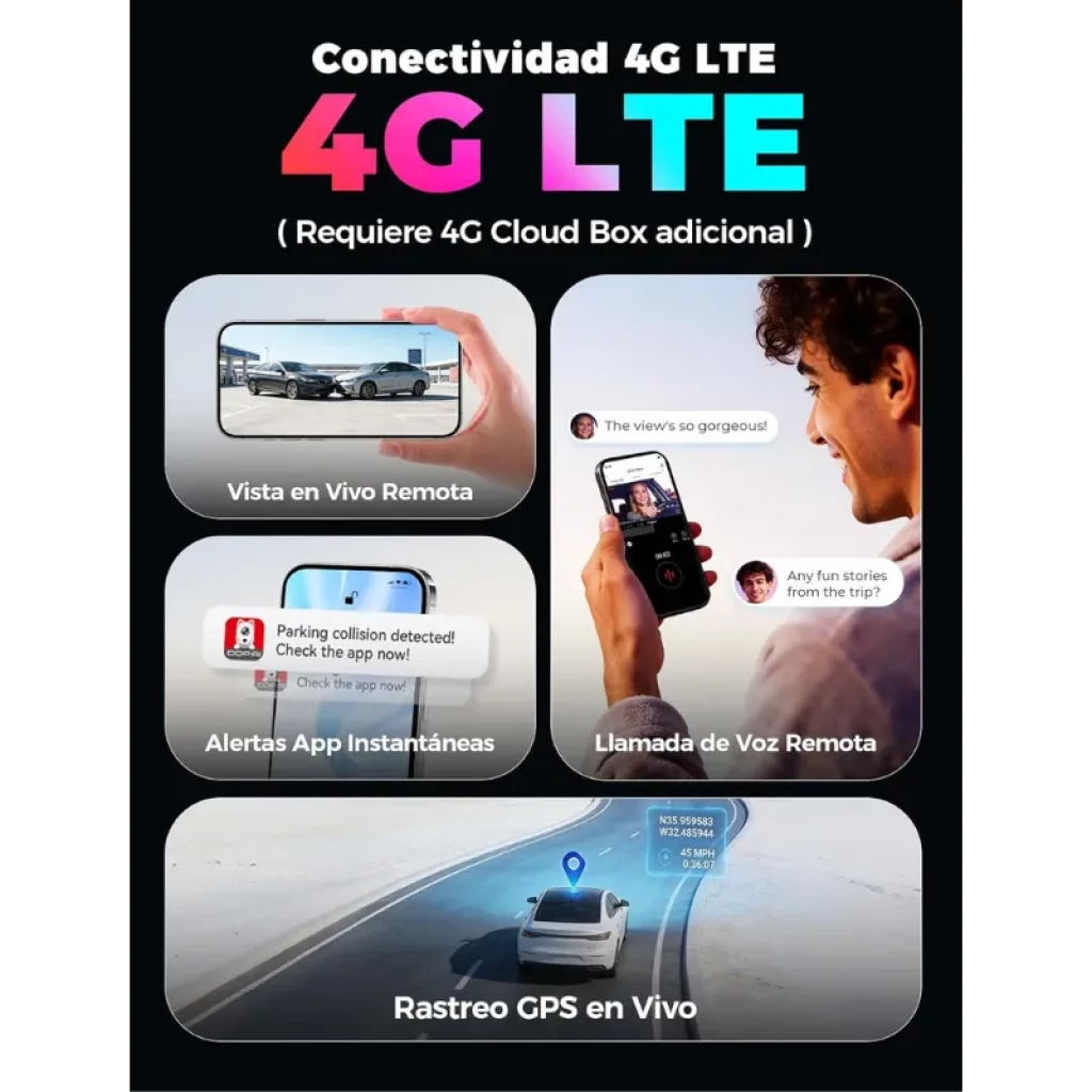 DDPAI Z90 Master 2CH 4K - Caméra pour voiture avec 4G LTE, aperçu en direct, alertes instantanées, appel vocal à distance et traçage GPS en temps réel