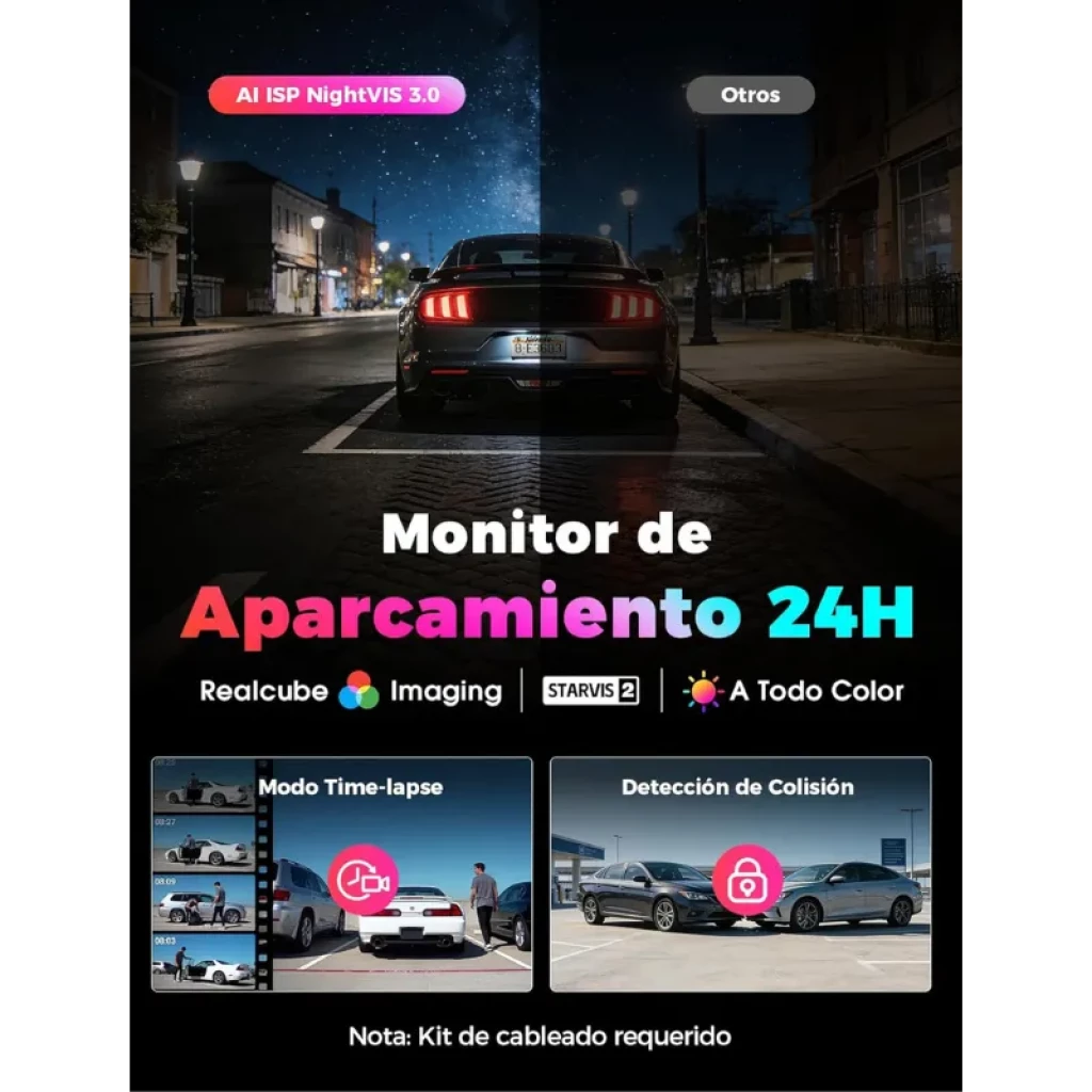 DDPAI Z90 Master 2CH 4K - Caméra auto avec surveillance parking 24h, vision nocturne couleur, détection de collision et mode time‑lapse. Kit câblage