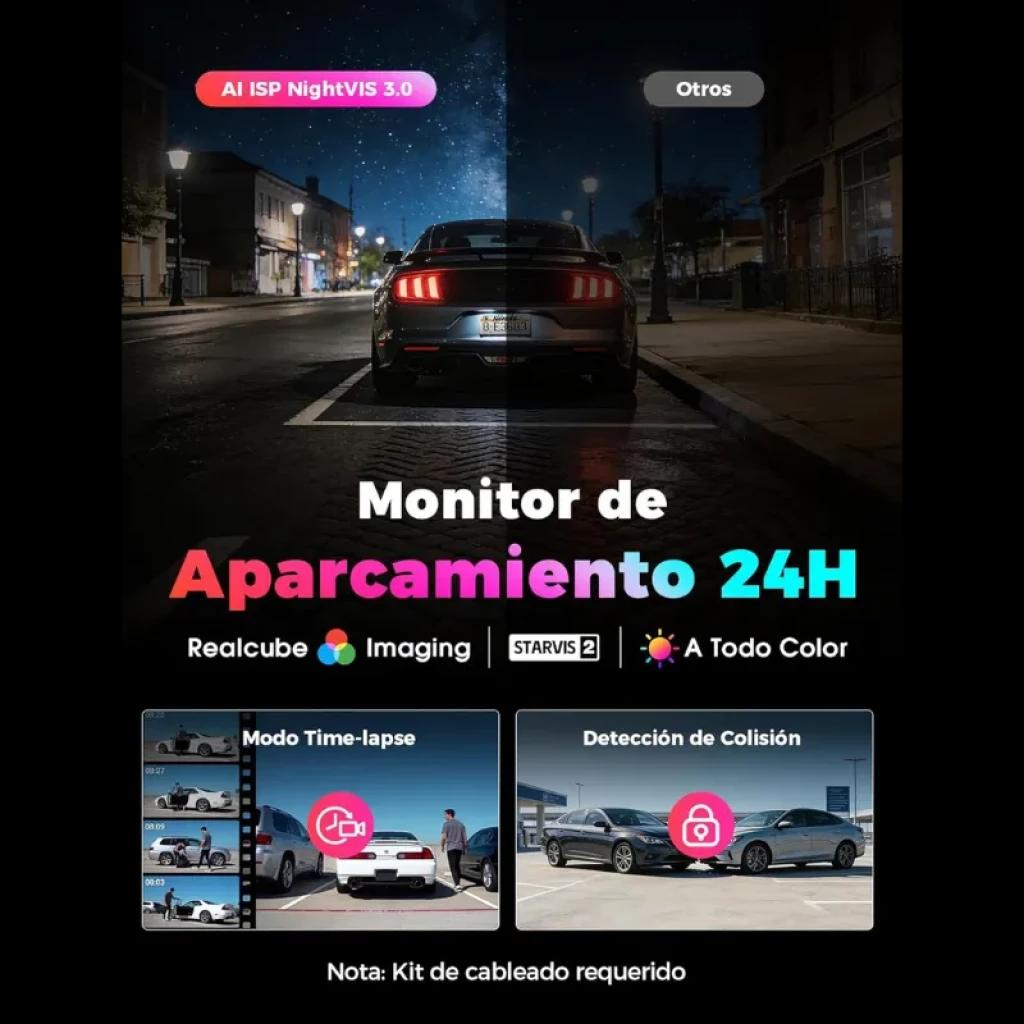 DDPAI Z90 Master 2CH 4K - Caméra auto avec surveillance parking 24h, vision nocturne couleur, détection de collision et mode time‑lapse. Kit câblage
